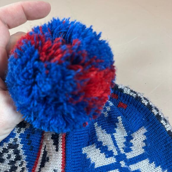Smartwool Kids Snowflake Beanie Pom Winter Hat Merino Wool Youth Boys Blue Red - Picture 5 of 9